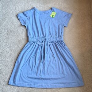 NEW Primary Blue Short Sleeve Drawstring Dress Girls Size 8-9